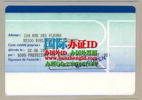 办理法国身份证背面需要提供以下信息